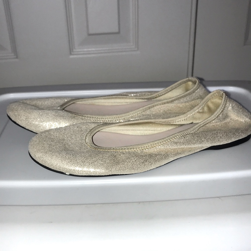 Girls gold stretch ballet flat